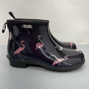 Stride Sloggers Ankle Boots Booties Waterproof Garden Flamingos Black Womens 7